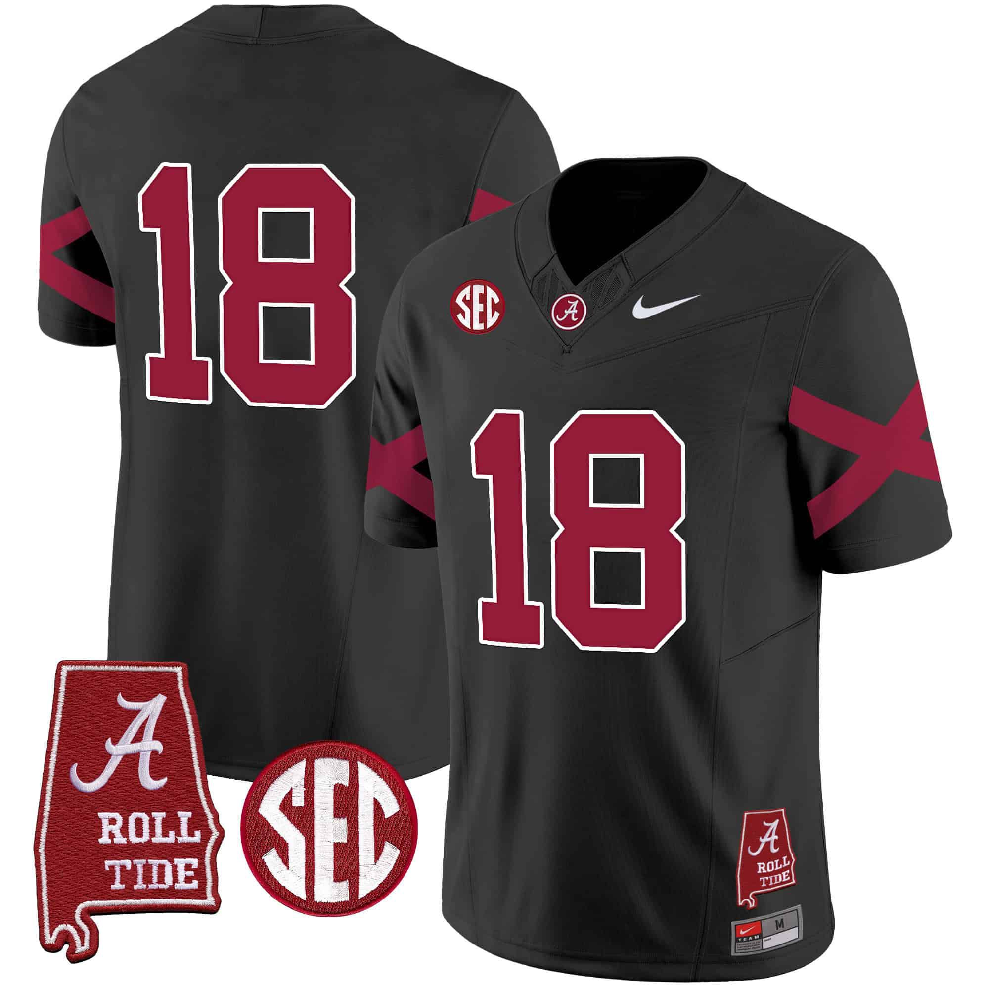 Men Alabama Crimson Tide #18 No Name Black Map Vapor Limited 2024 Nike NCAA Jersey->indianapolis colts->NFL Jersey